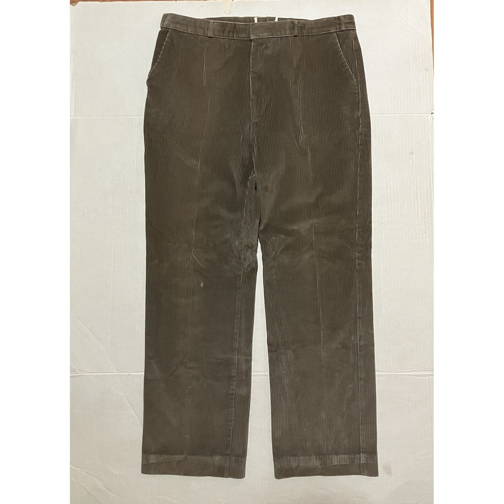 Gurteen Mens Corduroy Trousers Size 40 Tan Beige 40x31 Pleated Casual Hook